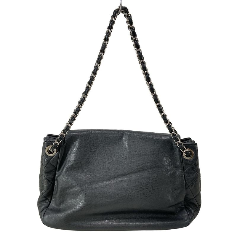 Chanel Shoulder Bag - Black Coco Mark / Chain Shoulder / Silver Hardware