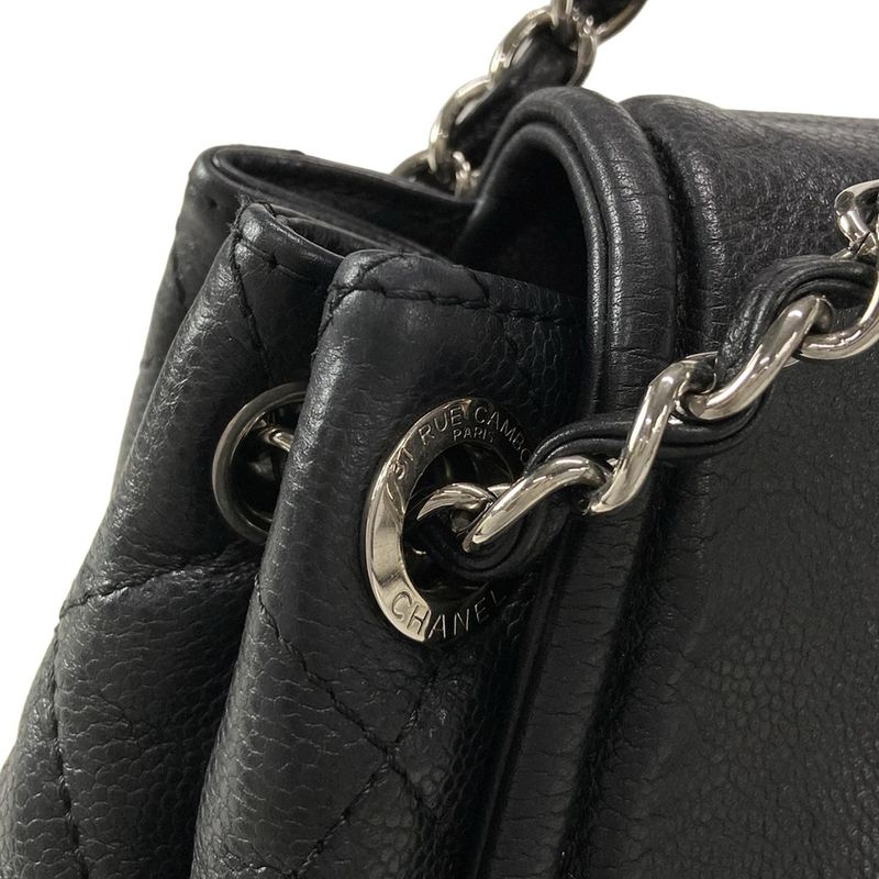Chanel Shoulder Bag - Black Coco Mark / Chain Shoulder / Silver Hardware