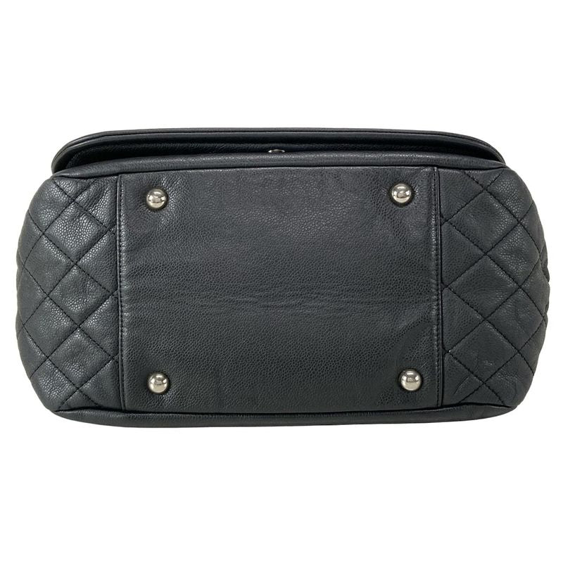 Chanel Shoulder Bag - Black Coco Mark / Chain Shoulder / Silver Hardware