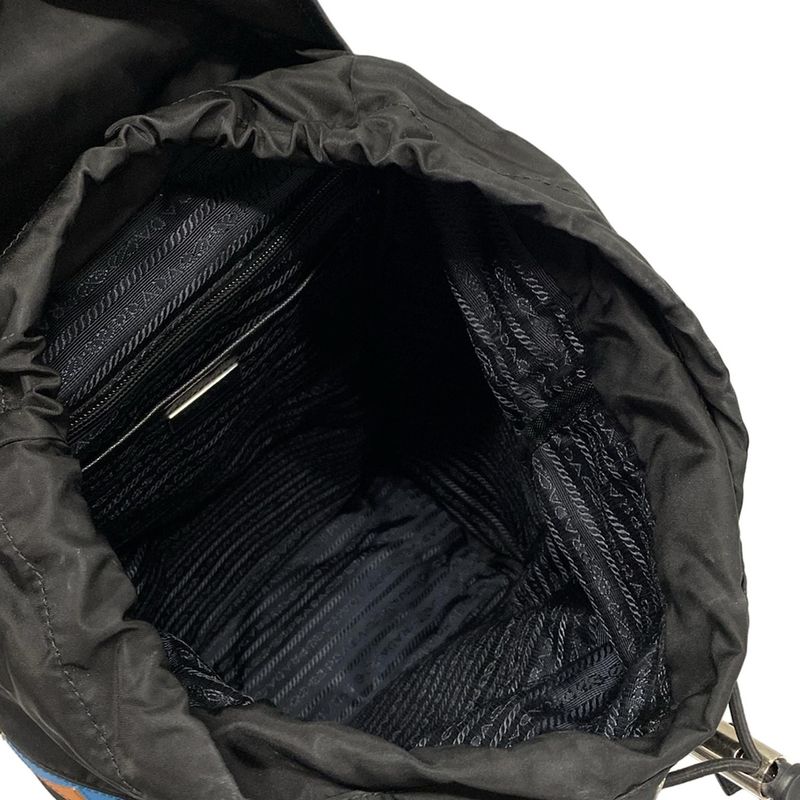 Prada Backpack Sac - Black X Dark Navy X Multi Quilted Leather
