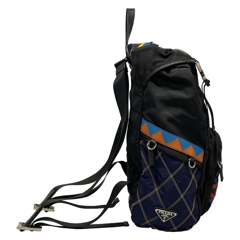 Prada Backpack Sac - Black X Dark Navy X Multi Quilted Leather