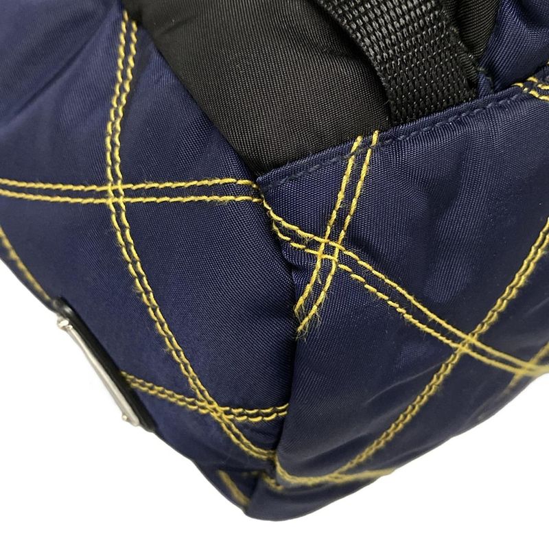 Prada Backpack Sac - Black X Dark Navy X Multi Quilted Leather