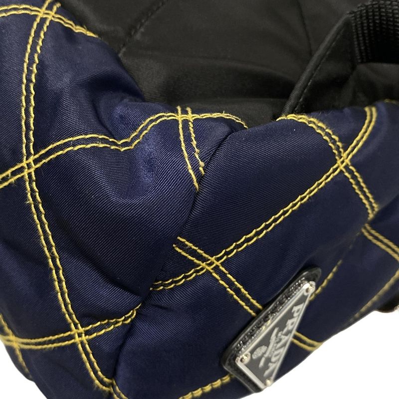 Prada Backpack Sac - Black X Dark Navy X Multi Quilted Leather