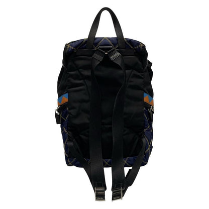 Prada Backpack Sac - Black X Dark Navy X Multi Quilted Leather