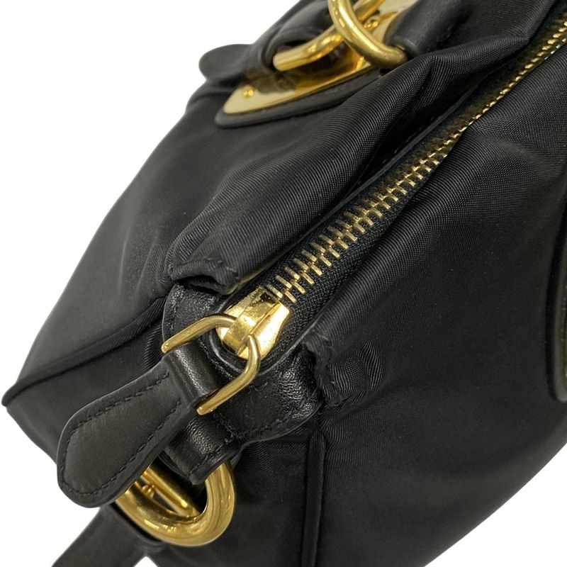Prada Handbag - Black Leather Tag Leather