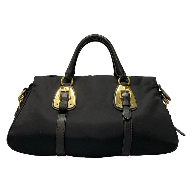 Prada Handbag - Black Leather Tag Leather