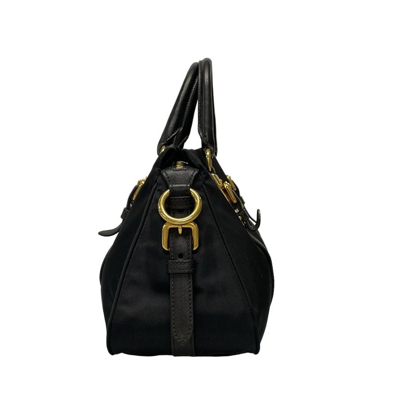 Prada Handbag - Black Leather Tag Leather
