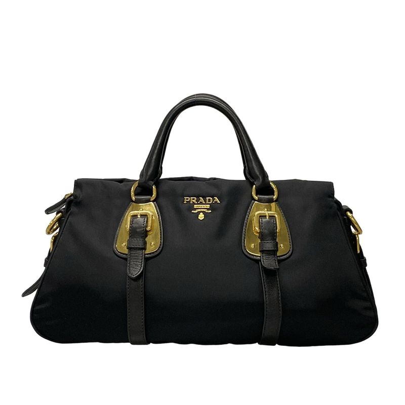 Prada Handbag - Black Leather Tag Leather