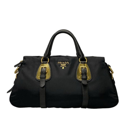 Prada Handbag - Black Leather Tag Leather