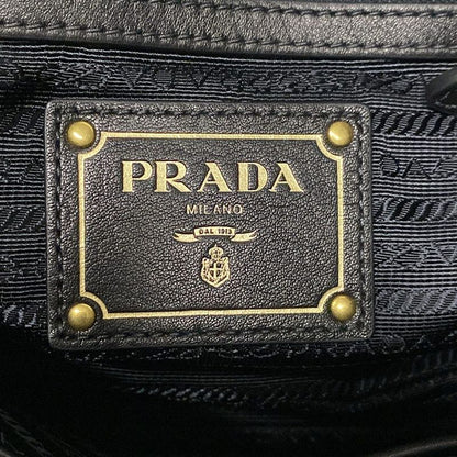 Prada Handbag - Black Leather Tag Leather