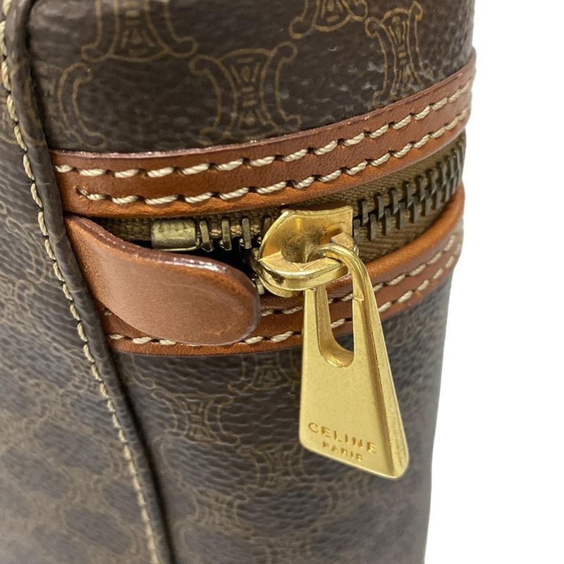 Celine Vanity Bag Macadam Pattern Dark Brown And Brown Leather