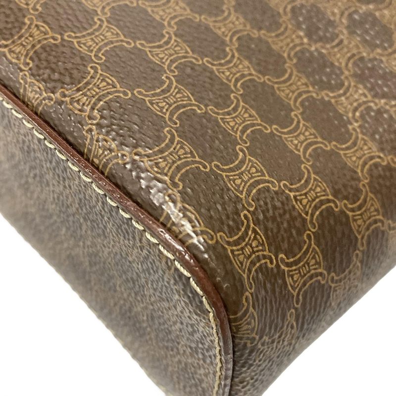 Celine Vanity Bag Macadam Pattern Dark Brown And Brown Leather