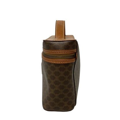 Celine Vanity Bag Macadam Pattern Dark Brown And Brown Leather