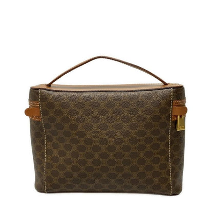 Celine Vanity Bag Macadam Pattern Dark Brown And Brown Leather