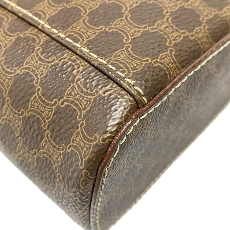 Celine Vanity Bag Macadam Pattern Dark Brown And Brown Leather