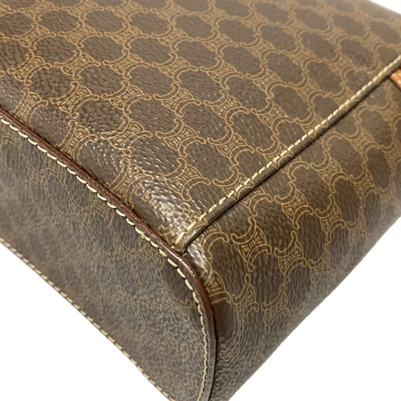 Celine Vanity Bag Macadam Pattern Dark Brown And Brown Leather