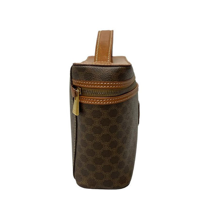 Celine Vanity Bag Macadam Pattern Dark Brown And Brown Leather