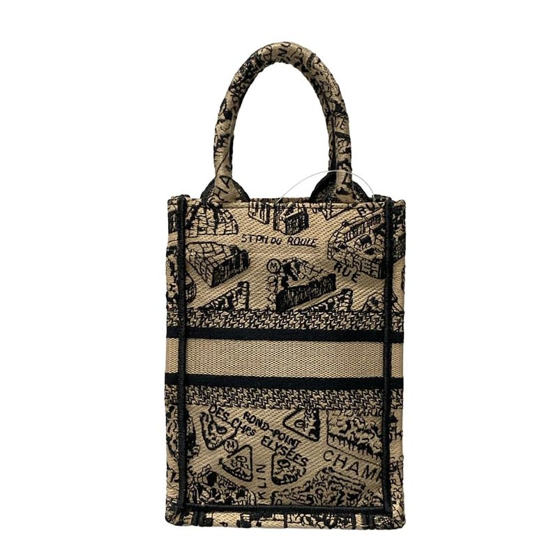 Dior/christian Dior Tote Bag Book Tote Mini Phone Bag Beige And Black