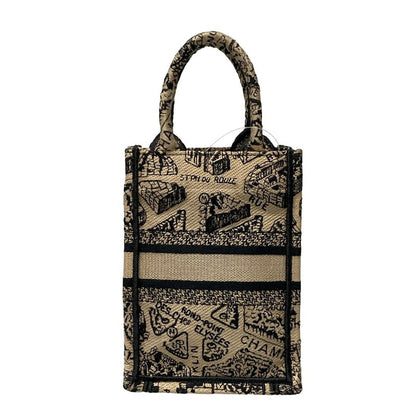 Dior/christian Dior Tote Bag Book Tote Mini Phone Bag Beige And Black