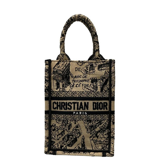 Dior/christian Dior Tote Bag Book Tote Mini Phone Bag Beige And Black