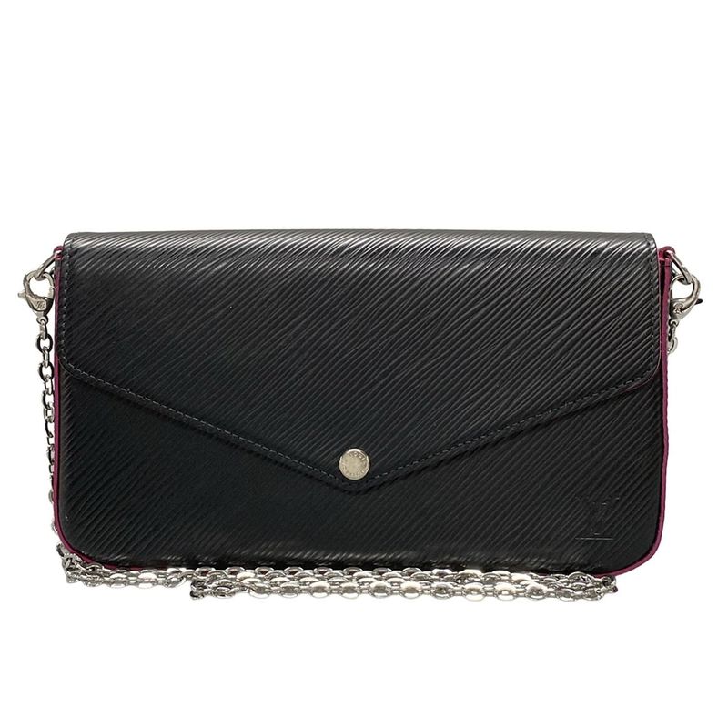 Louis Vuitton Wallet Epi Pochette Felice M64579 Noir Black × Hot Pink Leather