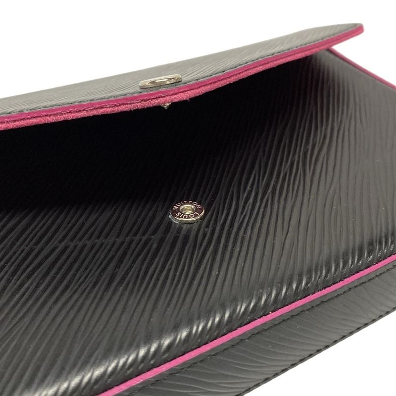 Louis Vuitton Wallet Epi Pochette Felice M64579 Noir Black × Hot Pink Leather