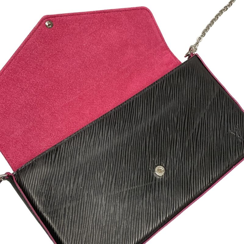 Louis Vuitton Wallet Epi Pochette Felice M64579 Noir Black × Hot Pink Leather