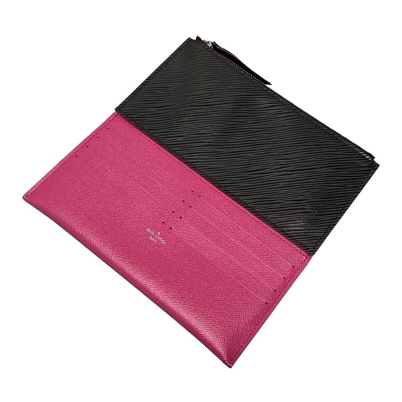 Louis Vuitton Wallet Epi Pochette Felice M64579 Noir Black × Hot Pink Leather