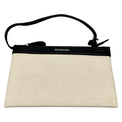 Balenciaga Tote Bag Navy New Medium Cabas Bag 581292 Ivory And Black Leather