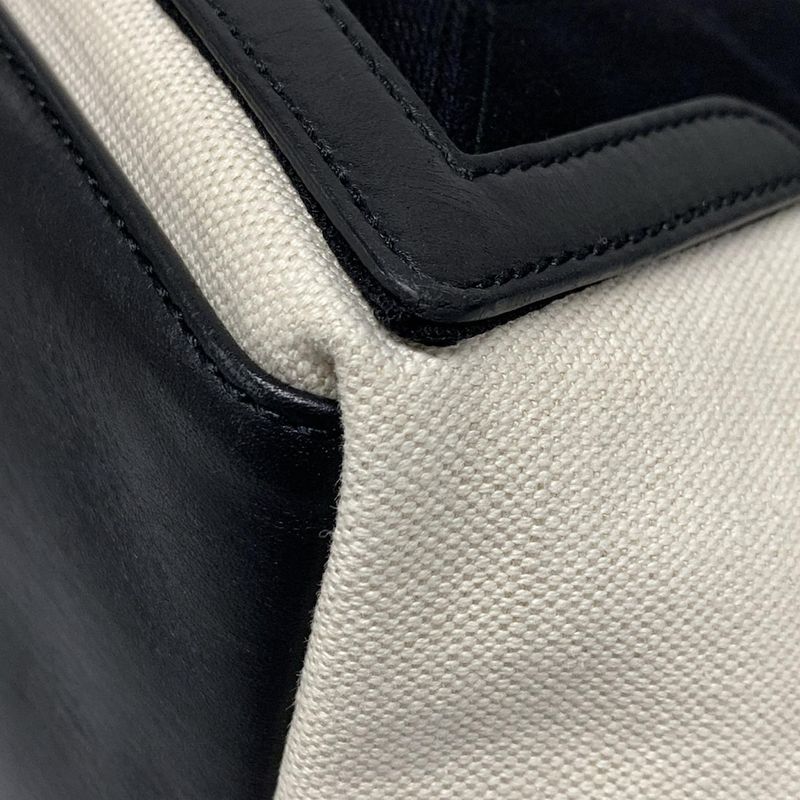 Balenciaga Tote Bag Navy New Medium Cabas Bag 581292 Ivory And Black Leather