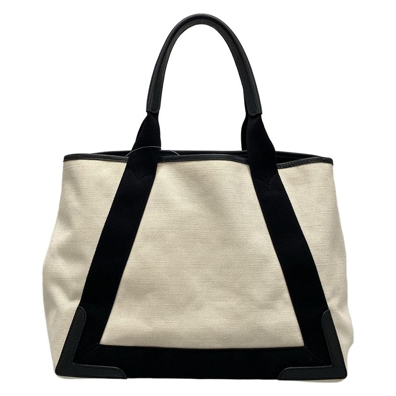 Balenciaga Tote Bag Navy New Medium Cabas Bag 581292 Ivory And Black Leather