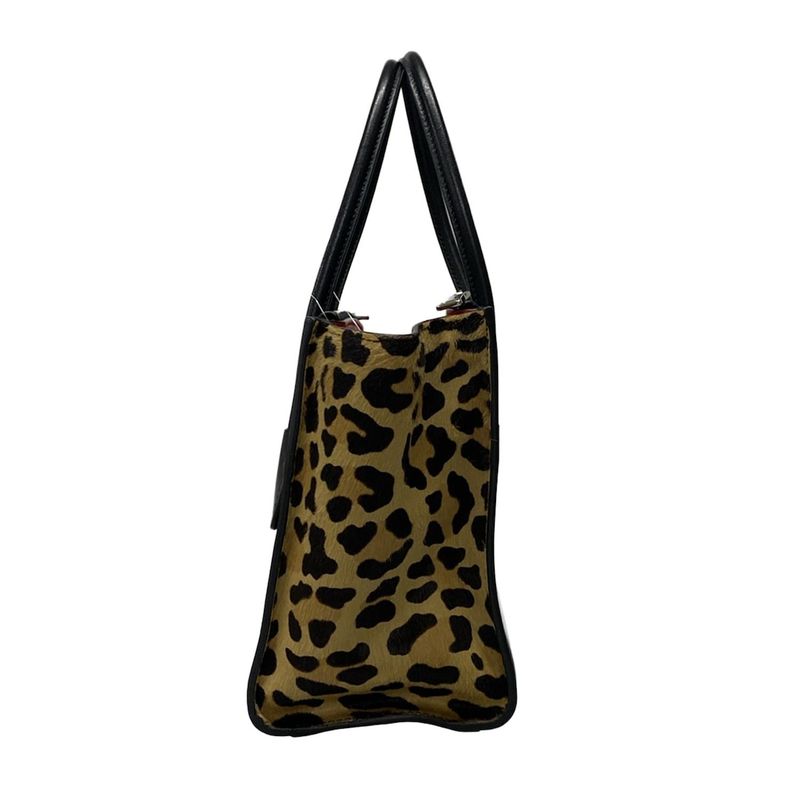 Prada Tote Bag - 1bg625 Black And Beige Leopard Pattern Leather
