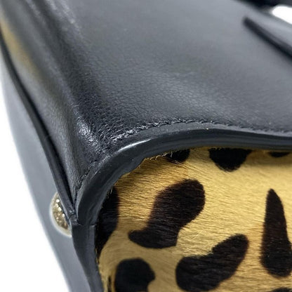 Prada Tote Bag - 1bg625 Black And Beige Leopard Pattern Leather