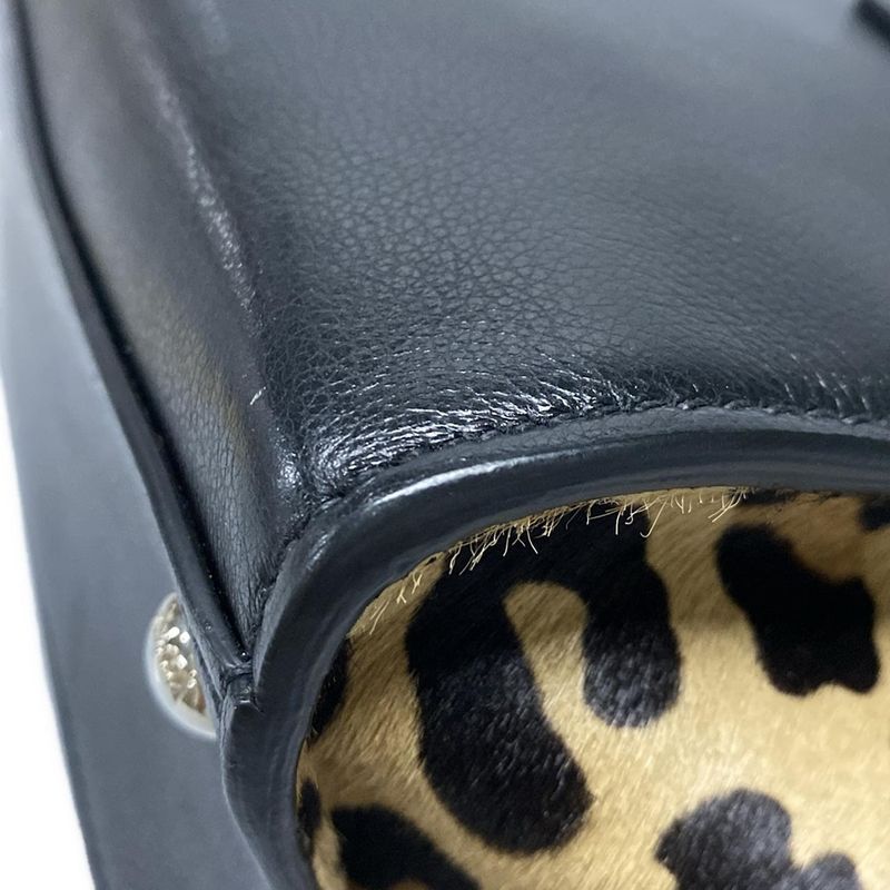 Prada Tote Bag - 1bg625 Black And Beige Leopard Pattern Leather