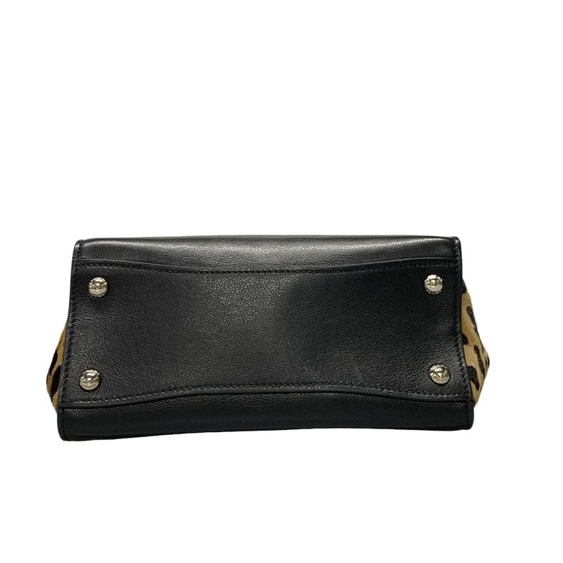 Prada Tote Bag - 1bg625 Black And Beige Leopard Pattern Leather