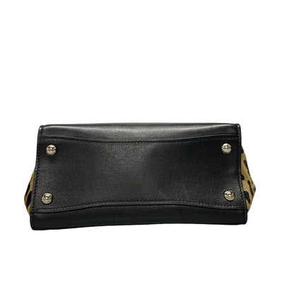 Prada Tote Bag - 1bg625 Black And Beige Leopard Pattern Leather