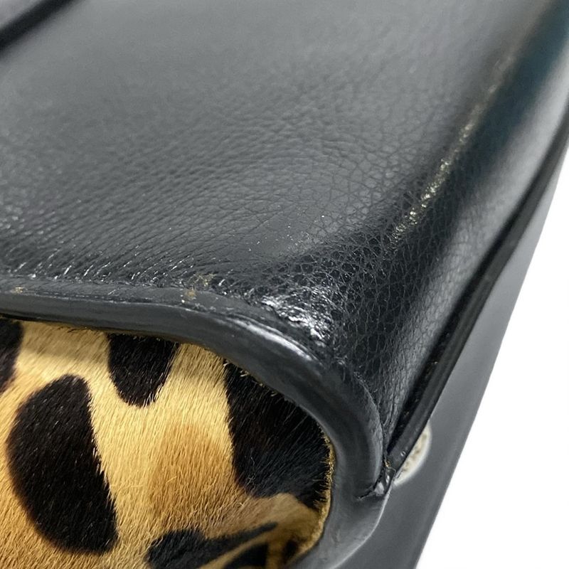 Prada Tote Bag - 1bg625 Black And Beige Leopard Pattern Leather