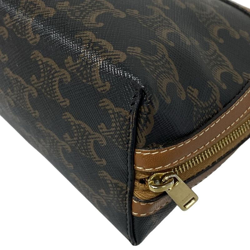 Celine Shoulder Bag Chain Clutch Black And Brown Chain Shoulder Leather