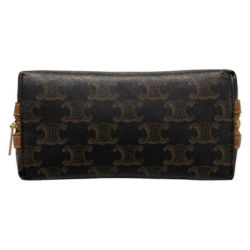 Celine Shoulder Bag Chain Clutch Black And Brown Chain Shoulder Leather