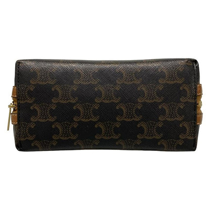 Celine Shoulder Bag Chain Clutch Black And Brown Chain Shoulder Leather