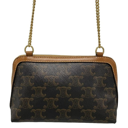 Celine Shoulder Bag Chain Clutch Black And Brown Chain Shoulder Leather