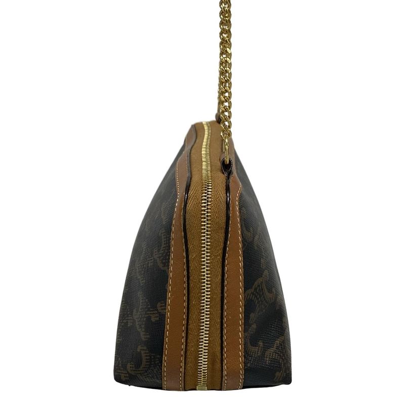 Celine Shoulder Bag Chain Clutch Black And Brown Chain Shoulder Leather