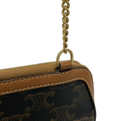 Celine Shoulder Bag Chain Clutch Black And Brown Chain Shoulder Leather