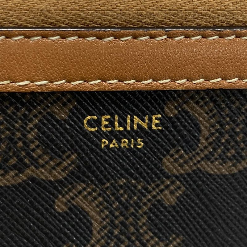 Celine Shoulder Bag Chain Clutch Black And Brown Chain Shoulder Leather