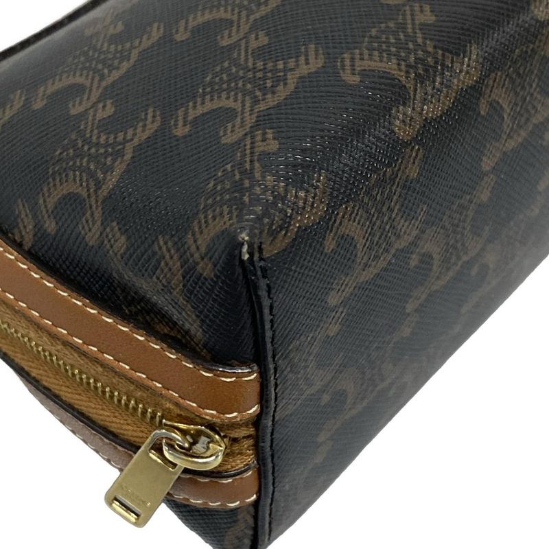 Celine Shoulder Bag Chain Clutch Black And Brown Chain Shoulder Leather