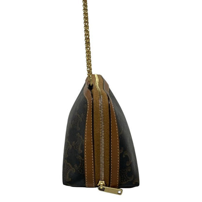 Celine Shoulder Bag Chain Clutch Black And Brown Chain Shoulder Leather