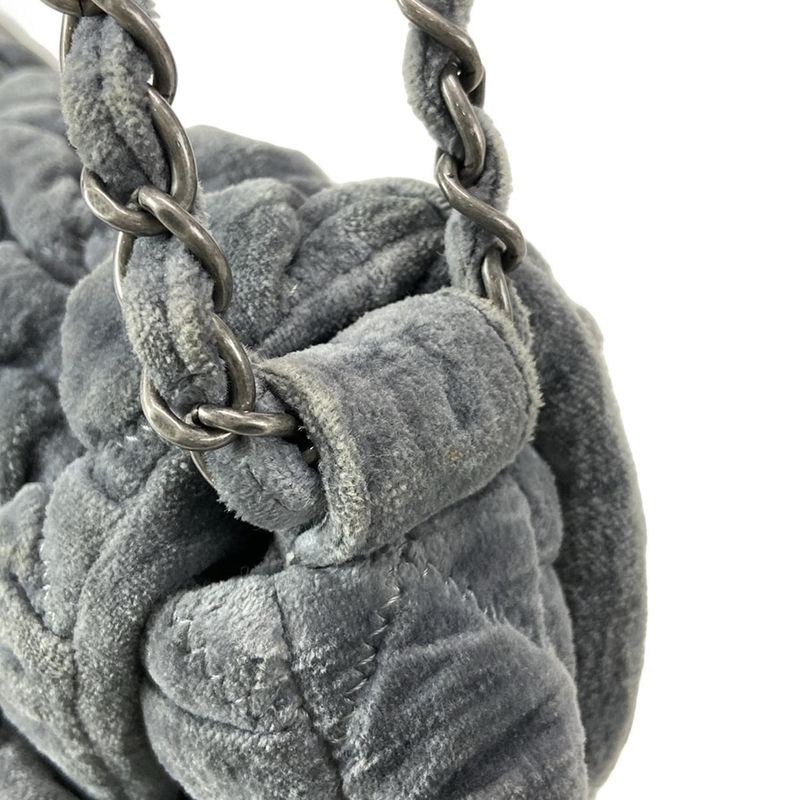 Chanel Shoulder Bag Bubble Quilt Gray Vintage Silver Hardware / Chain Shoulder
