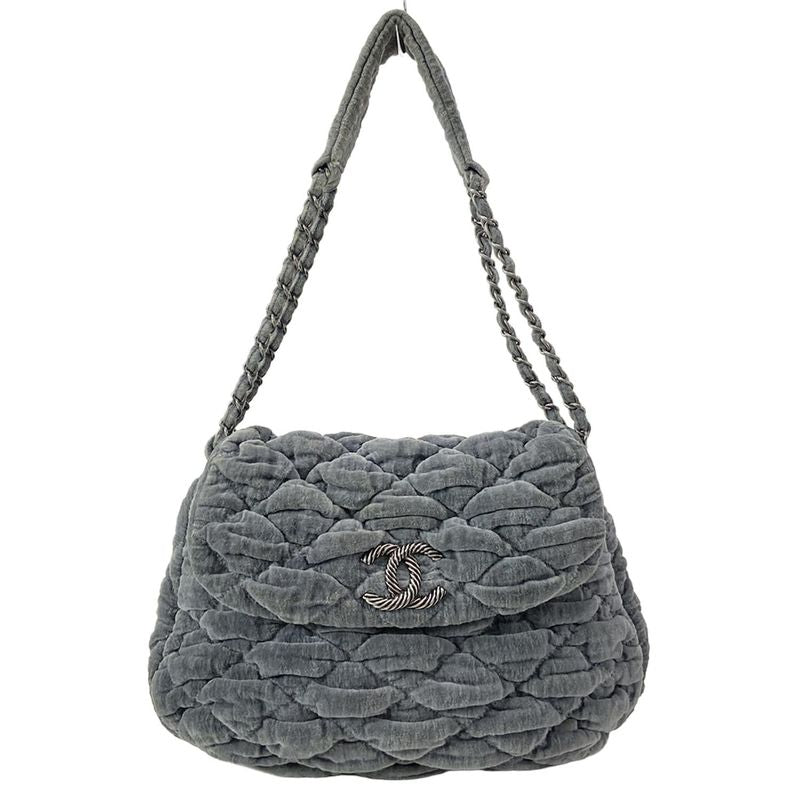 Chanel Shoulder Bag Bubble Quilt Gray Vintage Silver Hardware / Chain Shoulder