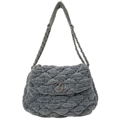 Chanel Shoulder Bag Bubble Quilt Gray Vintage Silver Hardware / Chain Shoulder
