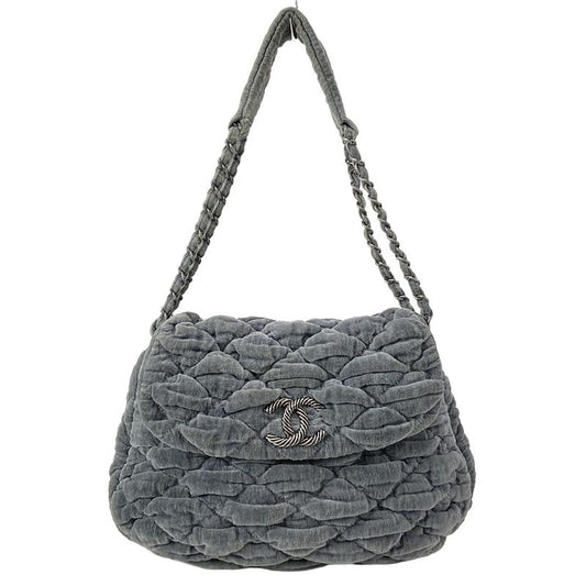 Chanel Shoulder Bag Bubble Quilt Gray Vintage Silver Hardware / Chain Shoulder
